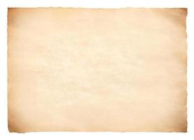 old parchment paper sheet vintage aged or texture isolated on white background photo