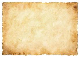 old parchment paper sheet vintage aged or texture isolated on white background photo