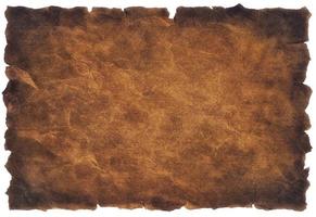 old parchment paper sheet vintage aged or texture isolated on white background photo