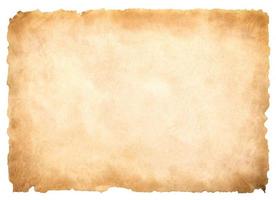 old parchment paper sheet vintage aged or texture isolated on white background photo