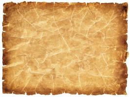 old parchment paper sheet vintage aged or texture isolated on white background photo