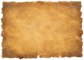 old parchment paper sheet vintage aged or texture isolated on white background photo