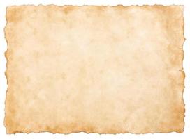 old parchment paper sheet vintage aged or texture isolated on white background photo