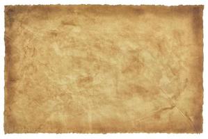 old parchment paper sheet vintage aged or texture isolated on white background photo