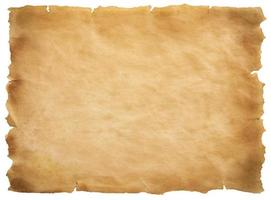 old parchment paper sheet vintage aged or texture isolated on white background photo