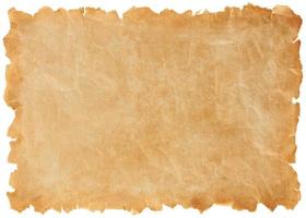 old parchment paper sheet vintage aged or texture isolated on white background photo