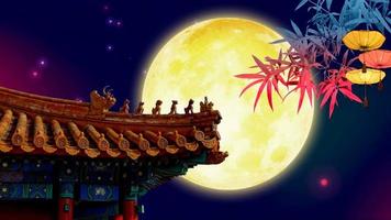sale la luna llena, arte chino del festival del medio otoño. video