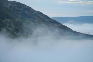 Fog rising on the mountains of the small Saar loop photo