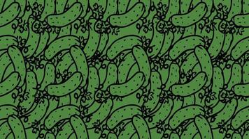 Horizontal seamless cucumber pattern. Colored cucumber background. Doodle vector illustration with cucumber
