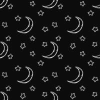 Cosmos background. Seamless pattern with moon sickle and stars vector