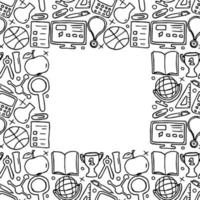 frame with school icons. Back to school. Doodle school background with place for text. Seamless school vector illustration