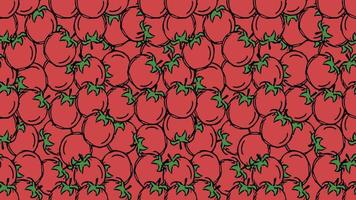 Horizontal seamless tomato pattern. Colored tomatoes background. Doodle vector illustration with tomato