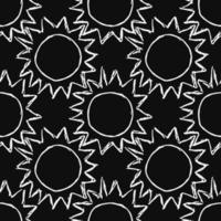 Doodle vector illustration with sun. Seamless space pattern. Cosmos background.