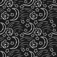 Cosmos background. Seamless pattern with moon sickle, comet and stars vector