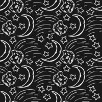 Cosmos background. Seamless pattern with moon sickle, comet and stars vector