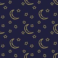 Cosmos background. Seamless pattern with moon sickle and stars vector