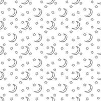 Cosmos background. Seamless pattern with moon sickle and stars vector