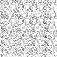 Cosmos background. Seamless pattern with moon sickle, comet and stars vector