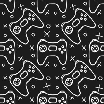 Pattern with gamepad icons. Seamless gaming pattern. vector