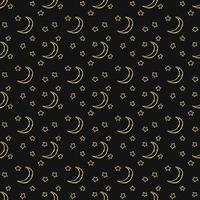 Cosmos background. Seamless pattern with moon sickle and stars vector