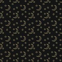 Cosmos background. Seamless pattern with moon sickle and stars vector