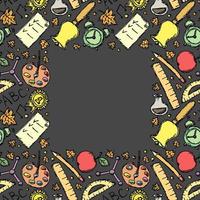 frame with school icons. Back to school. Doodle school background with place for text. Seamless school vector illustration