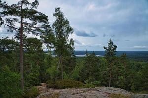 the swedish landscape. cold rock and endless tranquility photo