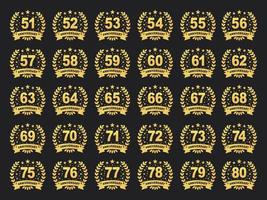 Anniversary celebration Set and bundle design, luxurious golden color for birthday and Anniversary design. vector