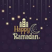Happy Ramadan Islamic holy month typography font vector illustration.