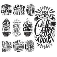 citas de café tipografía vectorial diseño de paquete de café citas de café svg paquete de archivos cortados, paquete de diseños de camisetas de citas. vector