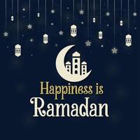 Happiness is Ramadan, on the occasion of Muslim's Holy Month Ramadan Kareem. vector