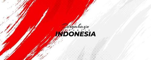 feliz día de la independencia de indonesia. Fondo de bandera roja y blanca de Indonesia con concepto de pincel. dirgahayu republik indonesia vector