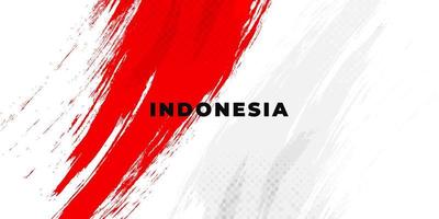 Indonesia Flag with Brush Concept. Happy Indonesian Independence Day. Flag of Indonesia in Grunge Style vector