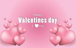 3d pink heart flying on pink and sweet background. Vector symbols of love for Happy Valentine's Day,  greeting card design.