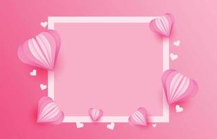 media photo frame, with papercut 3d heart love for couple, concept banner for valentines day, vector illustration