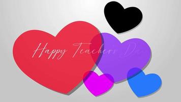 gelukkige lerarendag met liefdeskleuren. animatie 4k-video video