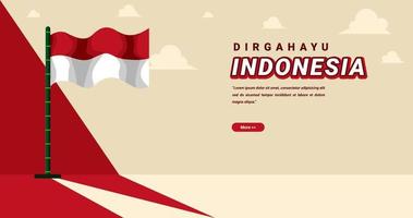 independence day of Indonesia flag wave web banner template design vector