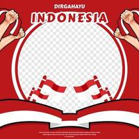 Indonesia independence day twibbon social media post concept template design vector