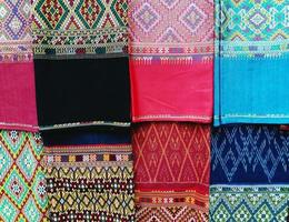 Pattern of colorful Thai silk background. photo