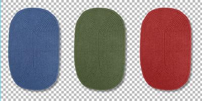 View of set colored oval mats for placing plates isolated with transparency. photo