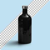 botella negra aislada con tapa plateada foto