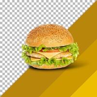 fresh tasty burger isolated on transparent background. photo