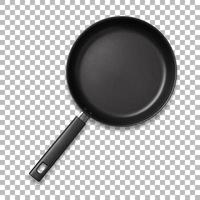 Steel empty frying pan isolated on transparency background. photo