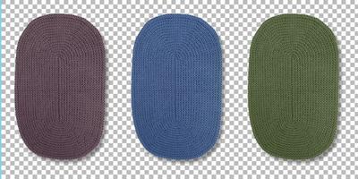 View of set colored oval mats for placing plates isolated with transparency. photo