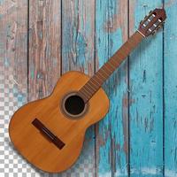 Close up view isolated acoustic guitar photo