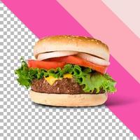 sabrosa hamburguesa fresca aislada sobre fondo transparente. foto