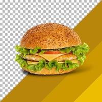 fresh tasty burger isolated on transparent background. photo