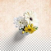 Fresh flowers on white vase isolated photo