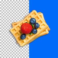 Various berry's over waffles isolated on transparent background. photo