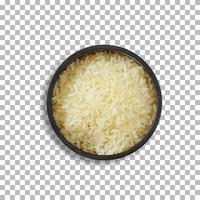 Uncooked dry rice in a bowl on isolated transparent background. photo